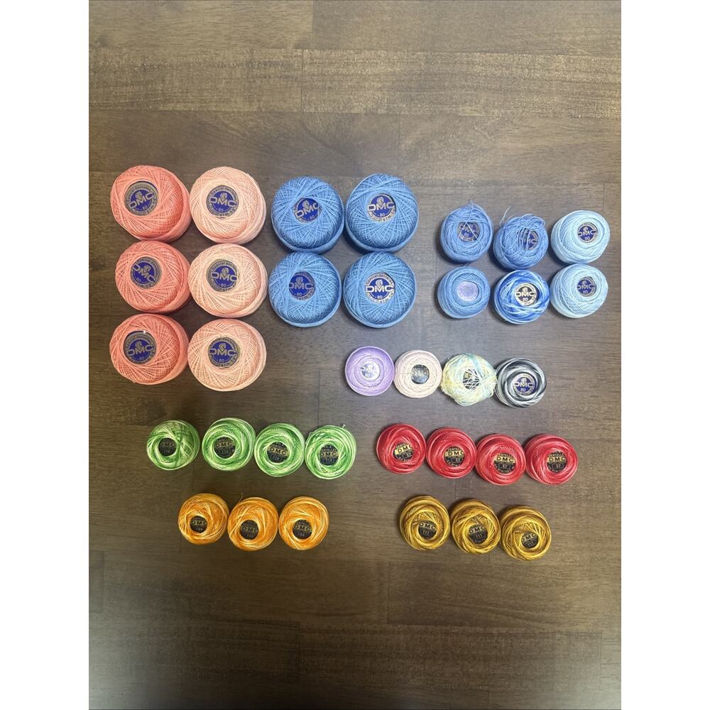 Vintage Lot 34 DMC Cotton Crochet Thread Mixed Colors DMC Special Dentelles #80